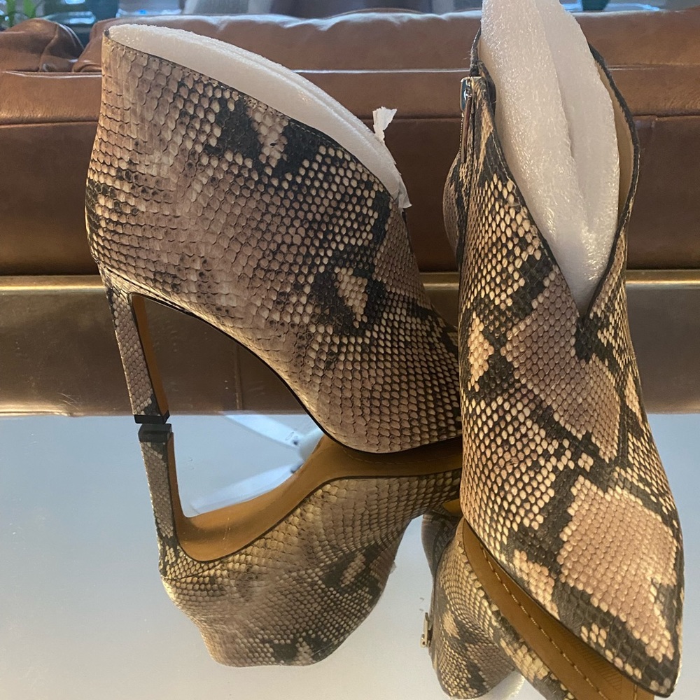 Snakeskin booties